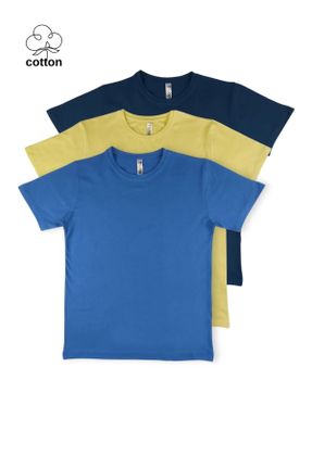 تی شرت آبی بچه گانه رگولار یقه گرد 3