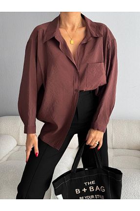 پیراهن قهوه ای زنانه اورسایز SEVENLINE - کد 836328435