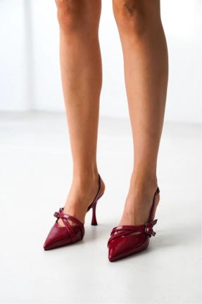 کفش پاشنه بلند کلاسیک زرشکی زنانه پاشنه نازک پاشنه متوسط ( 5 - 9 cm ) کد 836339470