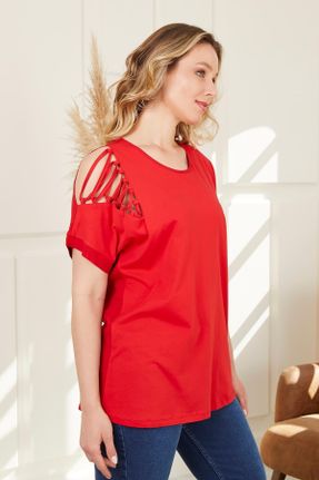 تی شرت قرمز زنانه سایز بزرگ کد 836354465