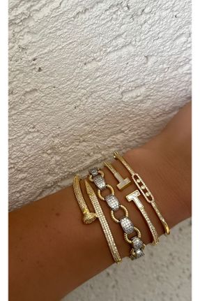 دستبند استیل طلائی زنانه استیل ضد زنگ کد 836362476