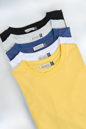 تی شرت زرد مردانه یقه گرد رگولار 5