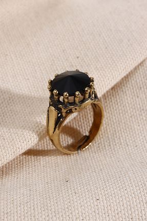 انگشتر جواهر مشکی زنانه روکش طلا Süspüs Accessories - کد 836369439