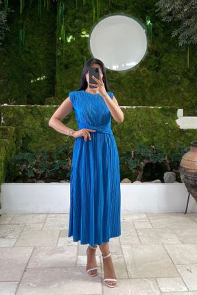 لباس آبی زنانه رگولار آستین-کوتاه کد 836375151