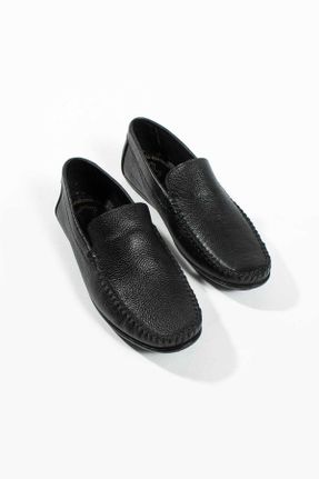 کفش لوفر مشکی مردانه چرم طبیعی پاشنه کوتاه ( 4 - 1 cm ) کد 827316142
