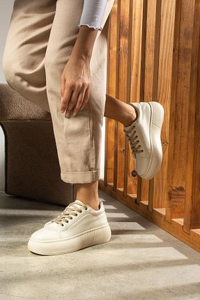 کفش اسنیکر بژ زنانه بند دار ZENNESHOES - کد 777350187
