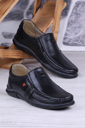 کفش کژوال مشکی مردانه چرم طبیعی پاشنه کوتاه ( 4 - 1 cm ) پاشنه ساده کد 475119653