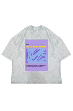 تی شرت طوسی زنانه یقه گرد اورسایز تکی طراحی کد 836516330