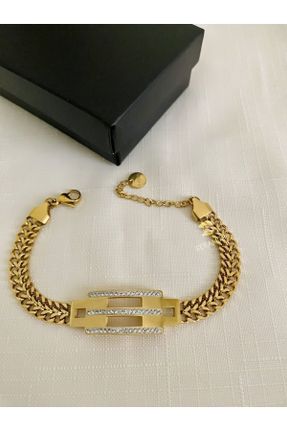 دستبند استیل طلائی زنانه استیل ضد زنگ کد 758838850