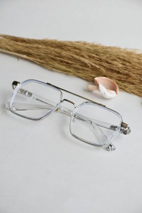 عینک محافظ نور آبی سفید زنانه 54 شیشه UV400 کد 354431471