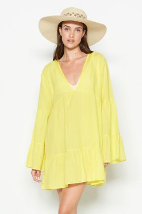 لباس ساحلی زرد زنانه طرح رنگی کد 690838405
