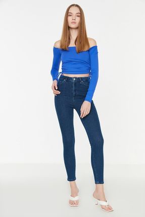 شلوار جین آبی زنانه پاچه ساده سوپر فاق بلند بلند کد 815326958