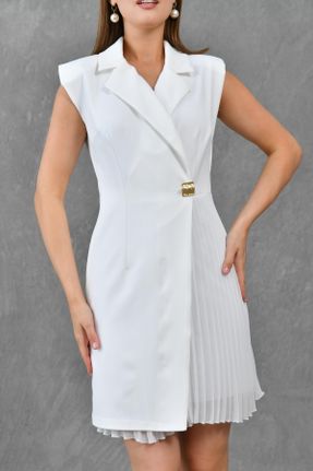 لباس سفید زنانه بافتنی مخلوط پلی استر رگولار بیسیک کد 827829574