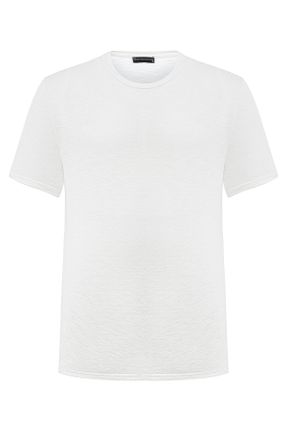 تی شرت سفید مردانه رگولار یقه گرد کد 695698535