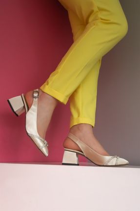 کفش پاشنه بلند کلاسیک بژ زنانه ساتن پاشنه ساده پاشنه کوتاه ( 4 - 1 cm ) کد 263714371