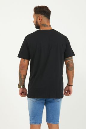 تی شرت مشکی مردانه اورسایز یقه گرد بیسیک کد 46211585