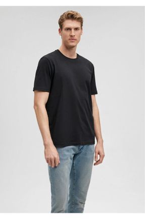 تی شرت مشکی مردانه رگولار یقه گرد تکی بیسیک کد 833052956