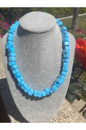 گردنبند جواهر آبی زنانه شیشه کد 100038024