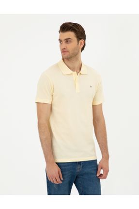 تی شرت زرد مردانه اسلیم فیت یقه پولو کد 833156849