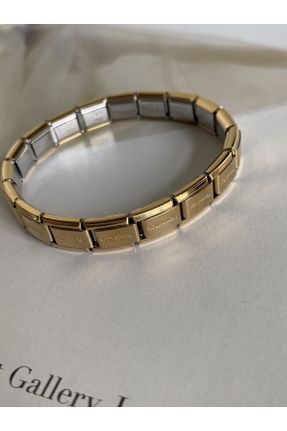 دستبند استیل طلائی زنانه فولاد ( استیل ) کد 783318814
