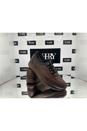 کفش کلاسیک قهوه ای مردانه چرم طبیعی پاشنه کوتاه ( 4 - 1 cm ) پاشنه ساده کد 834100400