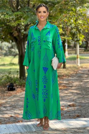 لباس سبز زنانه بافتنی لباس پیراهنی آستین-بلند کد 809082819