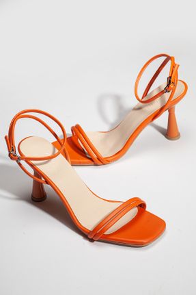کفش پاشنه بلند کلاسیک نارنجی زنانه چرم مصنوعی پاشنه نازک پاشنه متوسط ( 5 - 9 cm ) کد 120936800