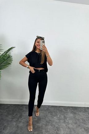 شلوار جین مشکی زنانه پاچه تنگ dressmix - کد 801871118