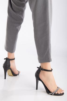 کفش مجلسی مشکی زنانه پاشنه نازک پاشنه بلند ( +10 cm) چرم مصنوعی کد 799603210