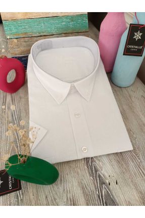پیراهن سفید مردانه راحت پنبه (نخی) کد 836932910
