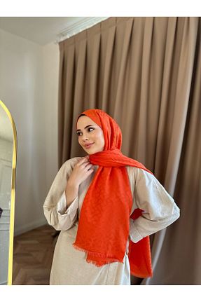 شال نارنجی زنانه پنبه ای QASSA SHAL - کد 836939019