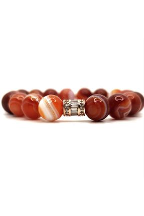 دستبند جواهر نارنجی زنانه سنگی کد 836980339