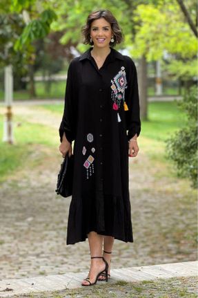 لباس مشکی زنانه بافتنی راحت آستین-بلند کد 824144369