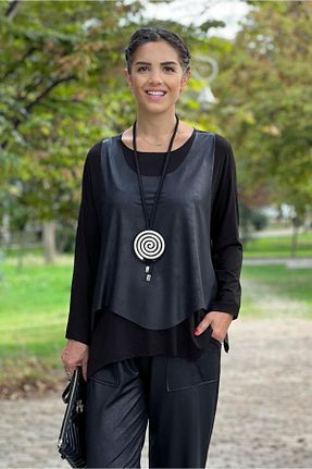 بلوز مشکی زنانه ساده Nevin Kaya Moda - کد 823200146