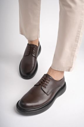 کفش کژوال قهوه ای مردانه چرم طبیعی پاشنه کوتاه ( 4 - 1 cm ) پاشنه ساده کد 827623651