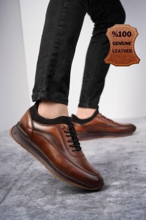 کفش کژوال قهوه ای مردانه چرم طبیعی پاشنه کوتاه ( 4 - 1 cm ) پاشنه ساده کد 664279728