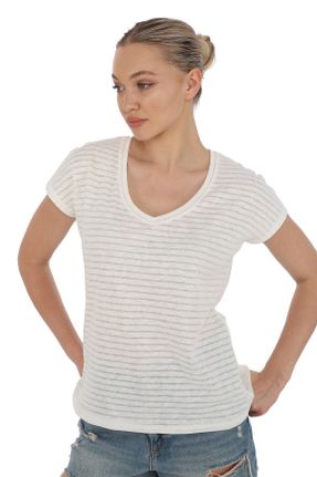 تی شرت نباتی زنانه رگولار یقه هفت پنبه (نخی) طراحی کد 835693791