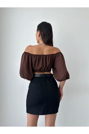 بلوز قهوه ای زنانه ساده Simssty - کد 837055063