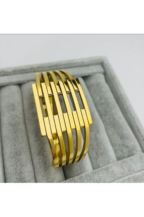 دستبند استیل طلائی زنانه فولاد ( استیل ) کد 792541598