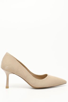کفش پاشنه بلند کلاسیک بژ زنانه چرم مصنوعی پاشنه نازک پاشنه کوتاه ( 4 - 1 cm ) کد 808620326