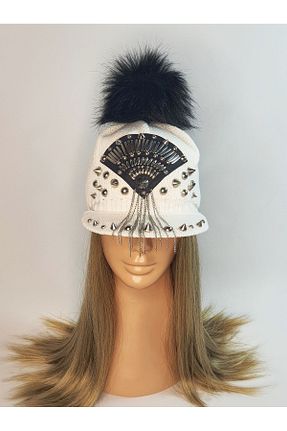 کلاه پشمی سفید زنانه اکریلیک Senbeno Design - کد 787405850