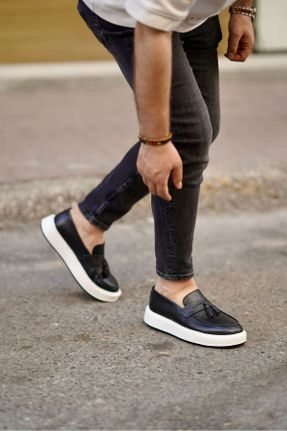 کفش کژوال مشکی مردانه چرم طبیعی پاشنه کوتاه ( 4 - 1 cm ) کد 837172565