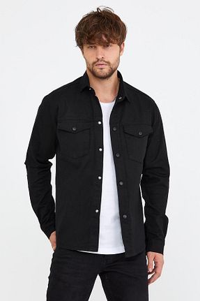 پیراهن مشکی مردانه رگولار DAMGA JEANS - کد 160961042
