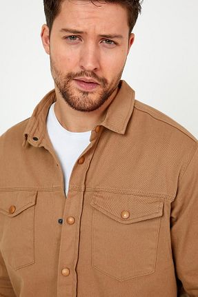 پیراهن قهوه ای مردانه رگولار DAMGA JEANS - کد 221924854