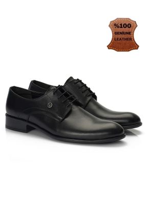 کفش کلاسیک مشکی مردانه چرم طبیعی پاشنه کوتاه ( 4 - 1 cm ) پاشنه ساده کد 35906888