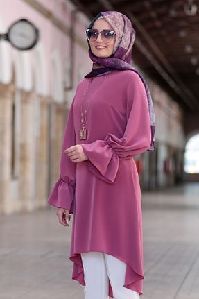 تونیک حجاب صورتی زنانه پنبه پلی استر FUVAL MODA - کد 837015864