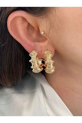 گوشواره جواهر طلائی زیرکن Pinery Jewels - کد 832642659