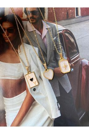 گردنبند جواهر سفید زنانه روکش طلا کد 822428484