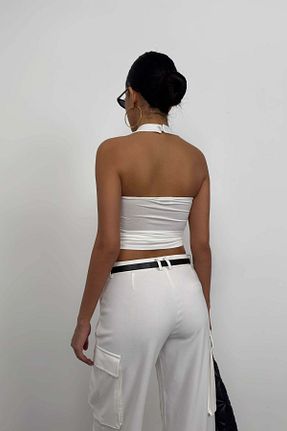 بلوز سفید زنانه ساده SEREN TEKSTİL - کد 837056005