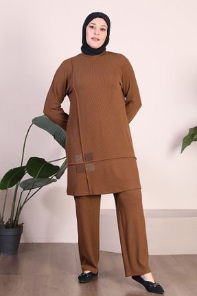 ست بالاتنه و پائین تنه قهوه ای زنانه تریکو Ferace - کد 788672961